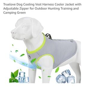 Dog Cooling Vest Harness Cooler Jacket - Gray and Green